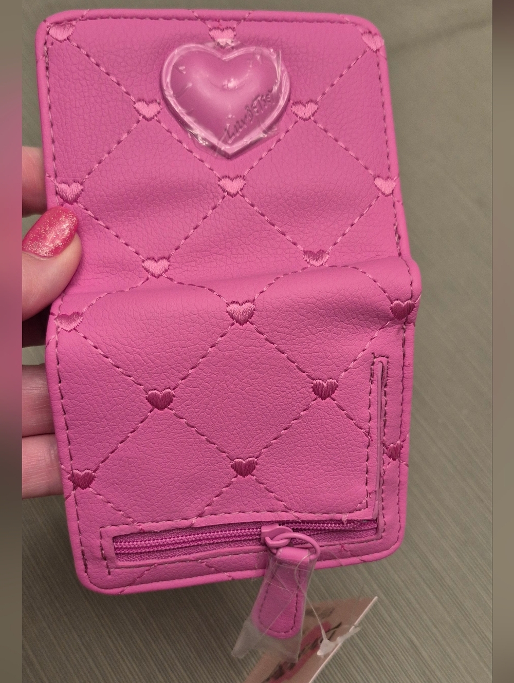 Betsey Johnson Luv Betsey Pink Quilted Heart Compact Wallet $44 MSRP NWT - Picture 3 of 6